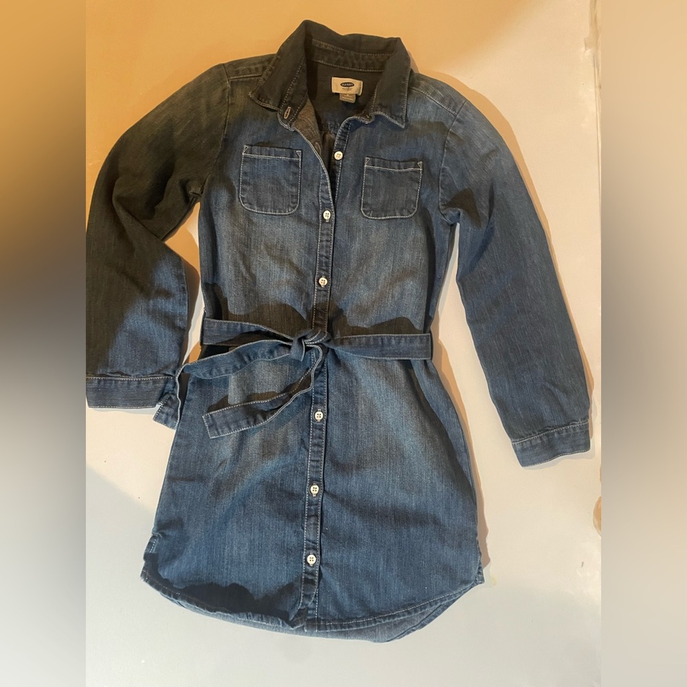 Old Navy Blue Denim Long Sleeve Casual Shirt Dress Medium M 8 NWOT